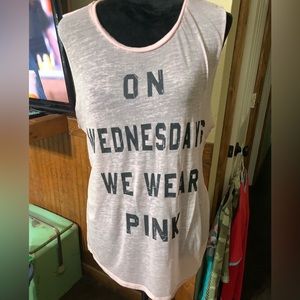 MEAN GIRLS 'On Wednesdays We Wear Pink' Sleeveless Tee | Large